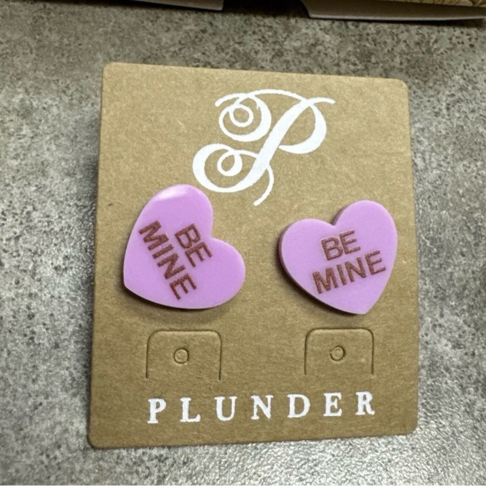 Plunder Design Fashion Jewelry Be Mine Pink Conversation Heart Valentine Earring